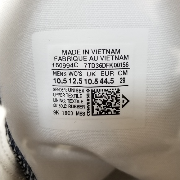 Converse CTAS Hi USA Flag Studded Shoes 10.5 White - Picture 8 of 8